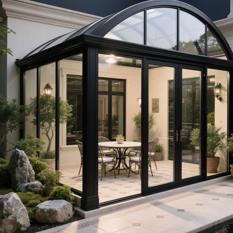 Veranda met gebogen dak (versterkte structuur)
